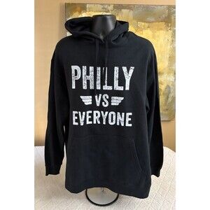 Philly Vs Everyone Graphic Black Hoodie Front Pockets Men’s Size 2XL